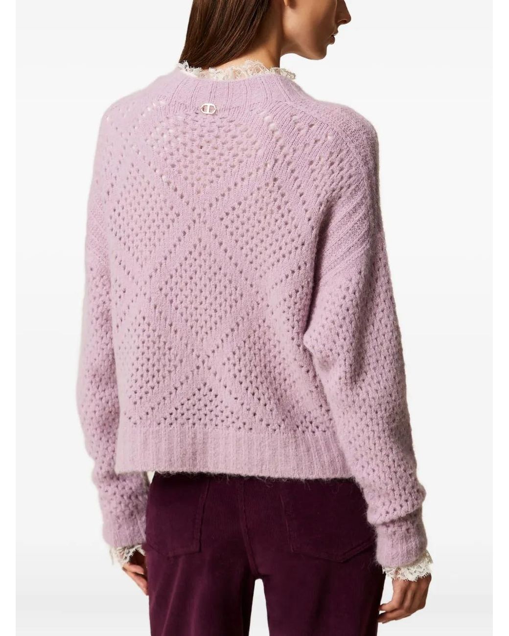 Twinset Pink Diamond Pattern Sweater