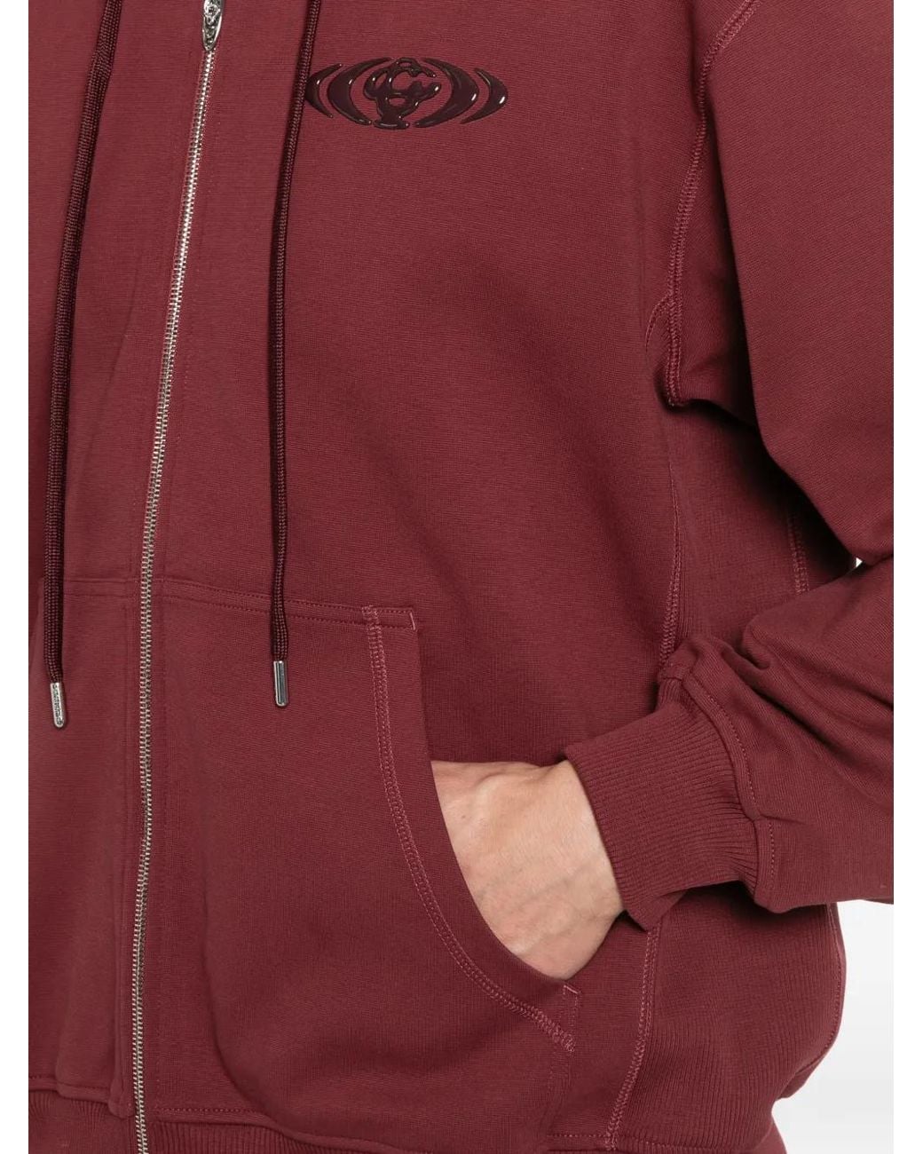 Casablanca Red Logo-Patch Zip Hoodie for men