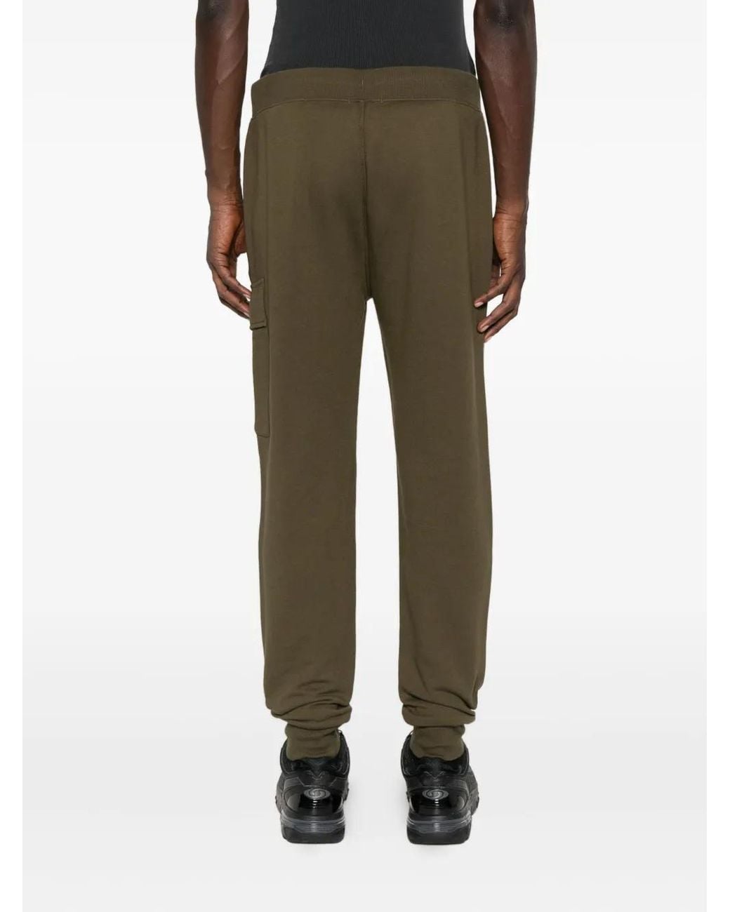 C P Company Green Diagonal Raised Fleece Cargo Lens Trousers for men