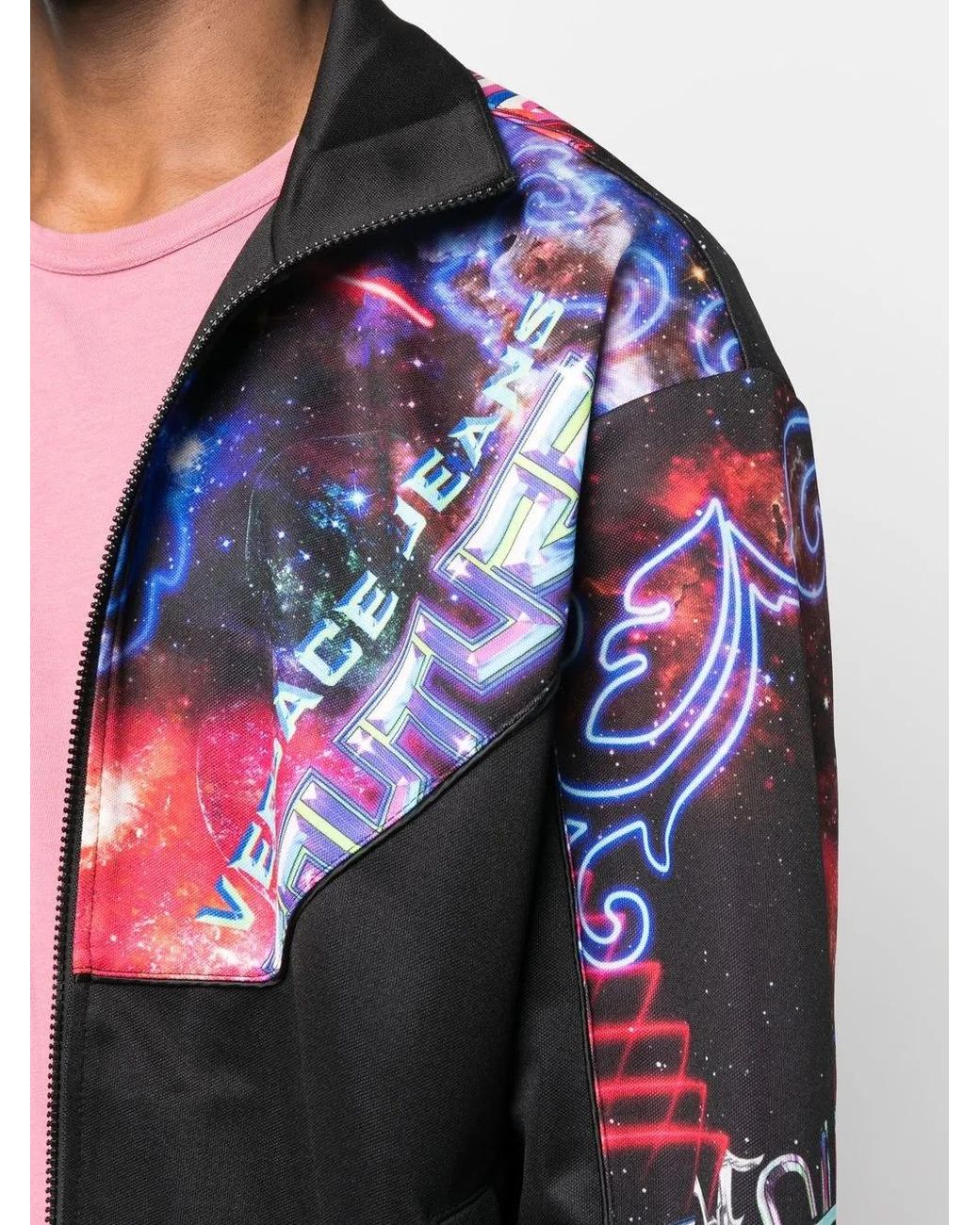 Versace Jeans Couture Gray Logo Digital-Print Bomber Jacket for men