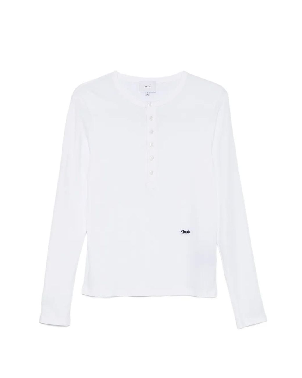 Rhude White Button-Up Long-Sleeve T-Shirt for men