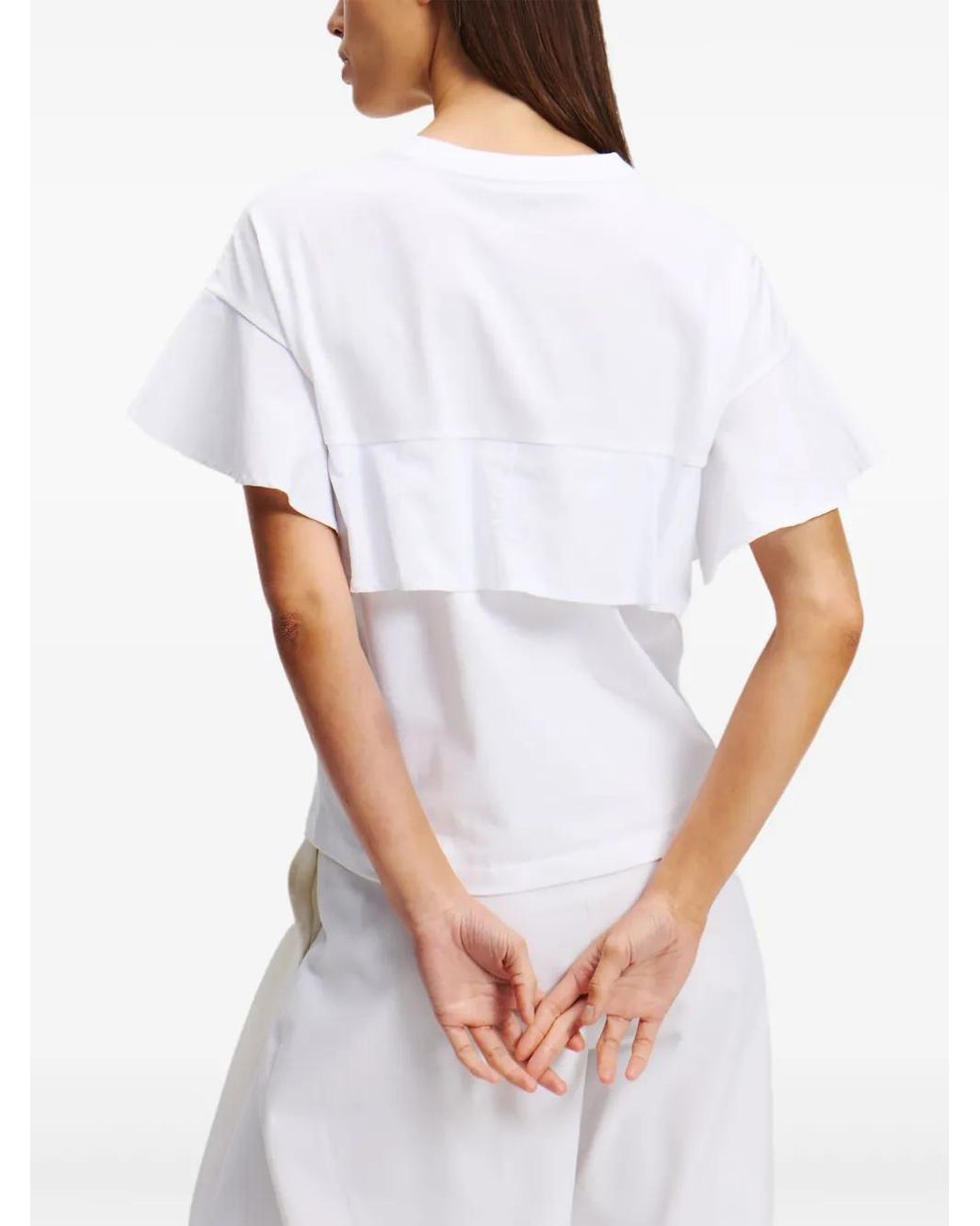 Karl Lagerfeld White Ruffle T-Shirt