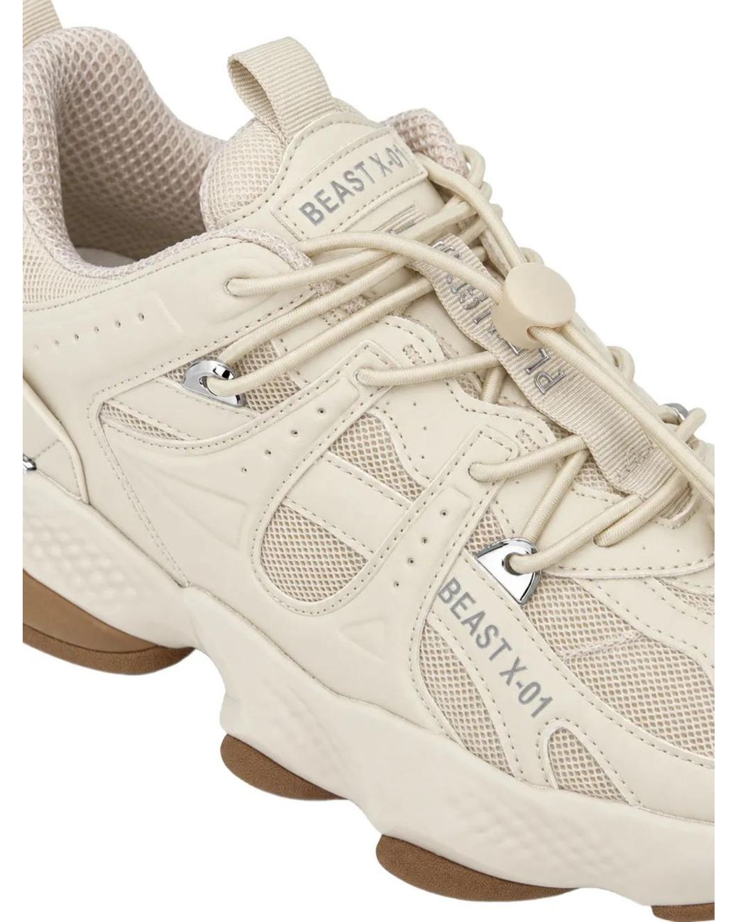 Philipp Plein White Runner Beast X-01 Panelled Sneakers