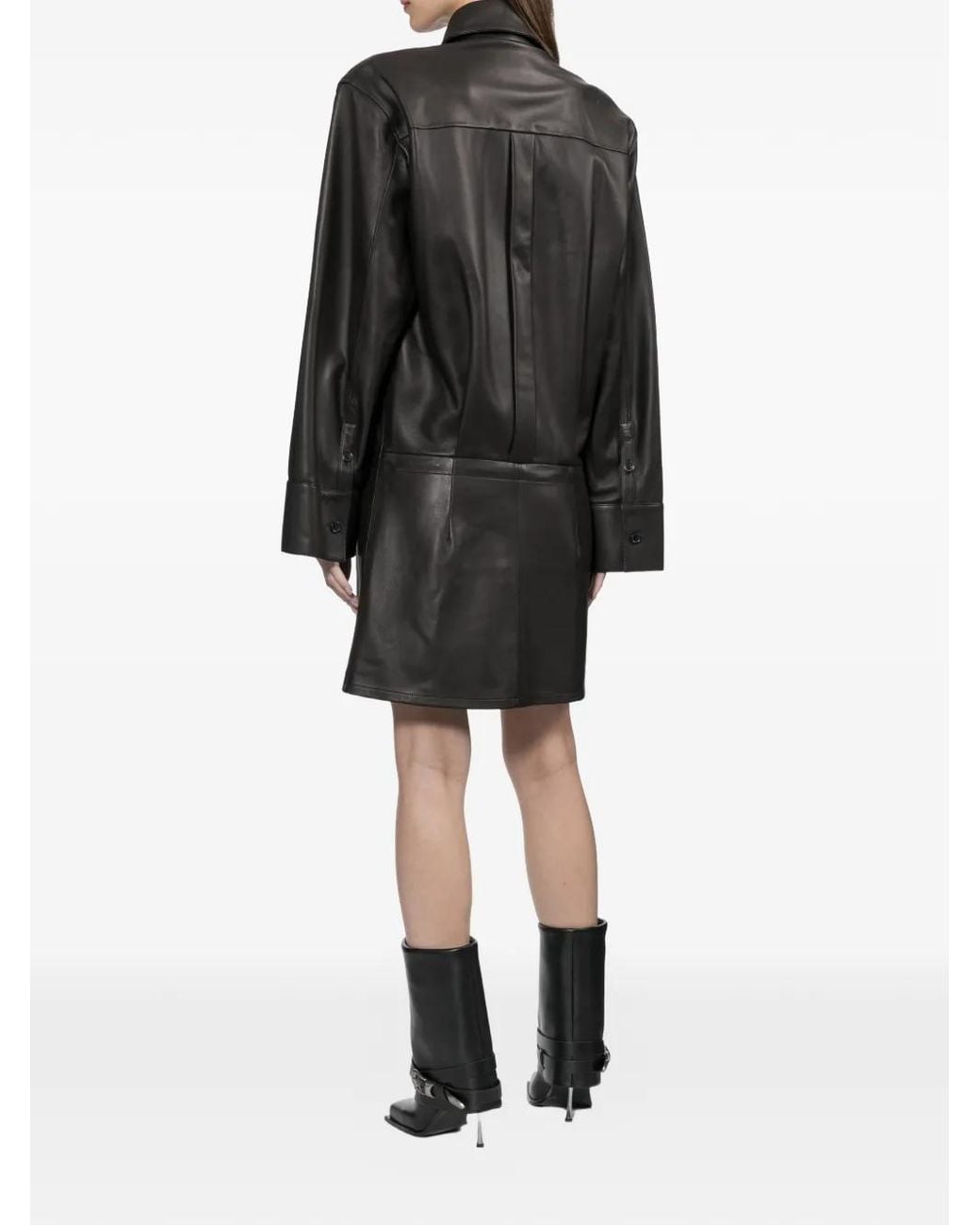 Halfboy Black Button-Down Leather Dress