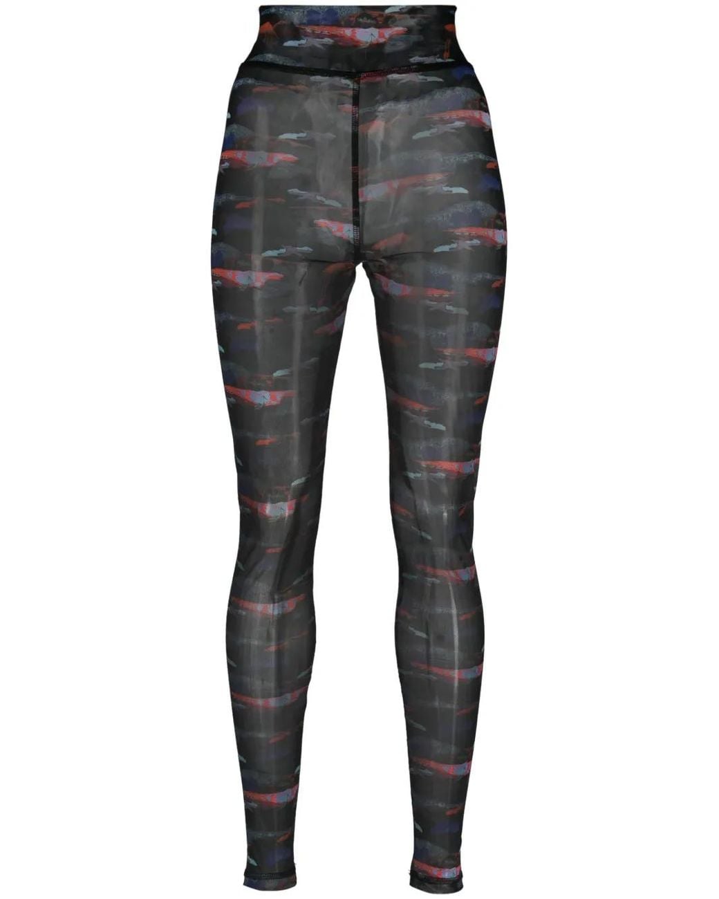 Henrik Vibskov Gray Bird-Print Semi-Sheer Mesh Leggings