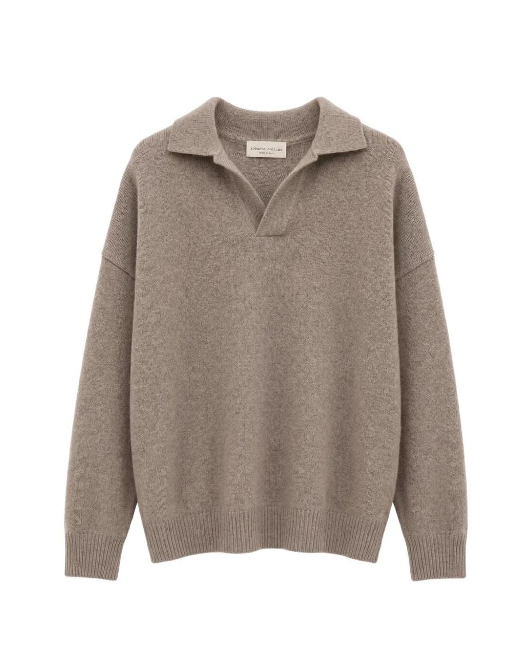 Roberto Collina Gray Open-Collar Dropped-Shoulder Sweater for men