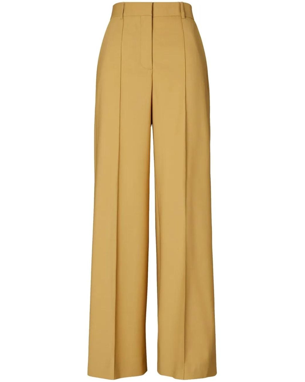 Tory Burch Yellow Wide-Leg Wool Trousers