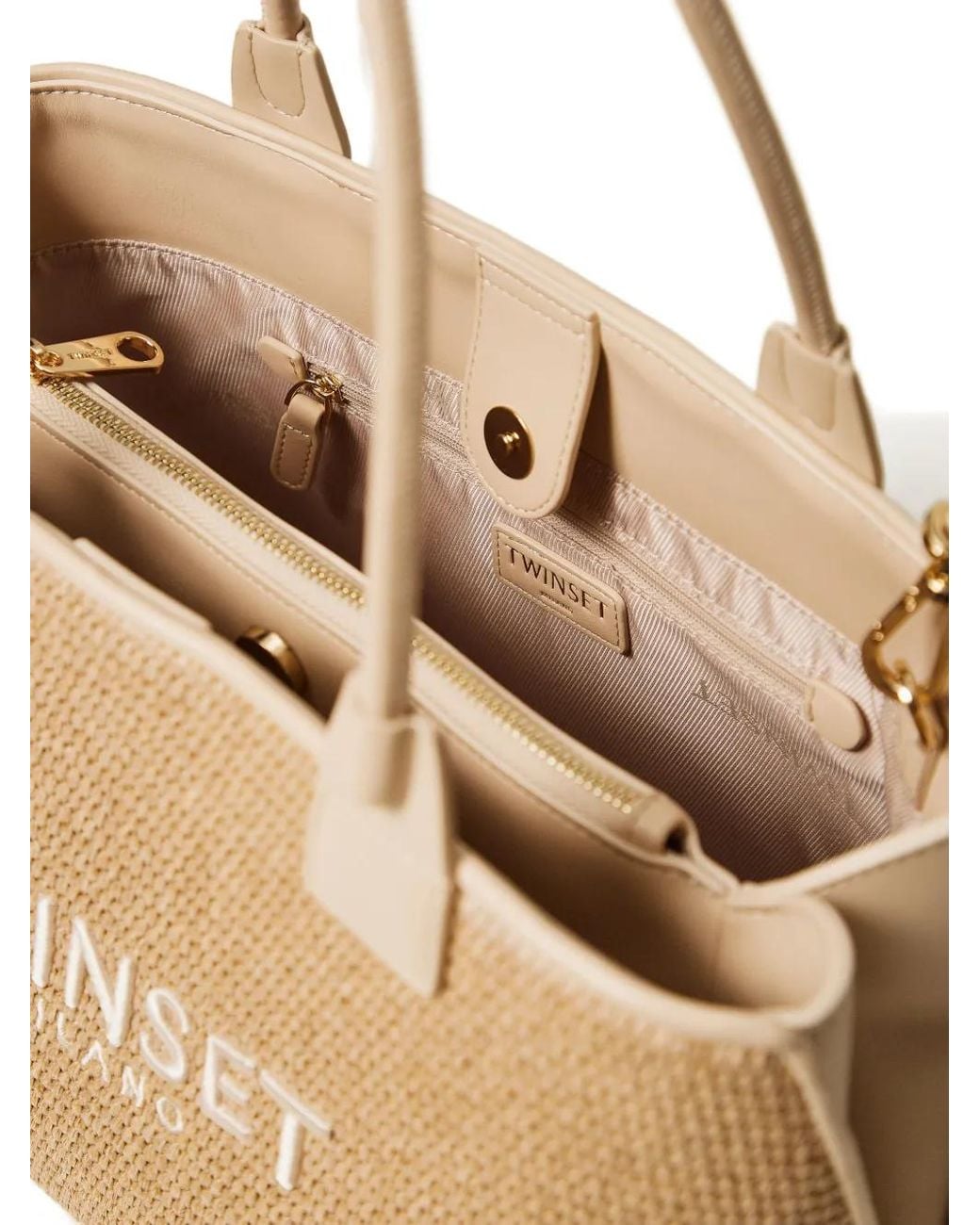 Twinset Natural Raffia-Effect Shopper Bag