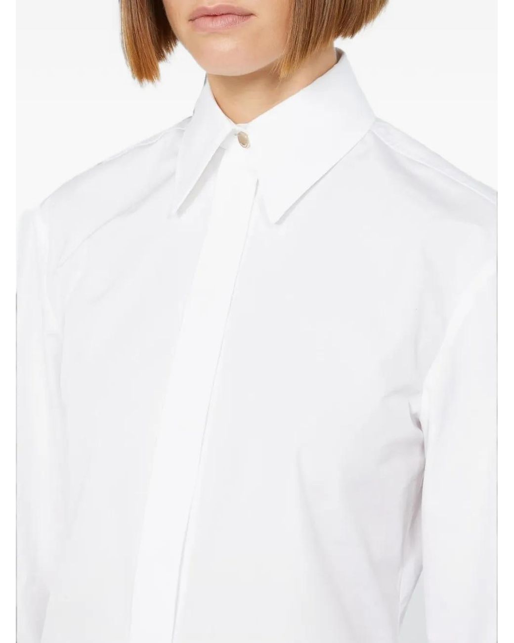 Sportmax White Pointed-Collar Long-Sleeve Shirt