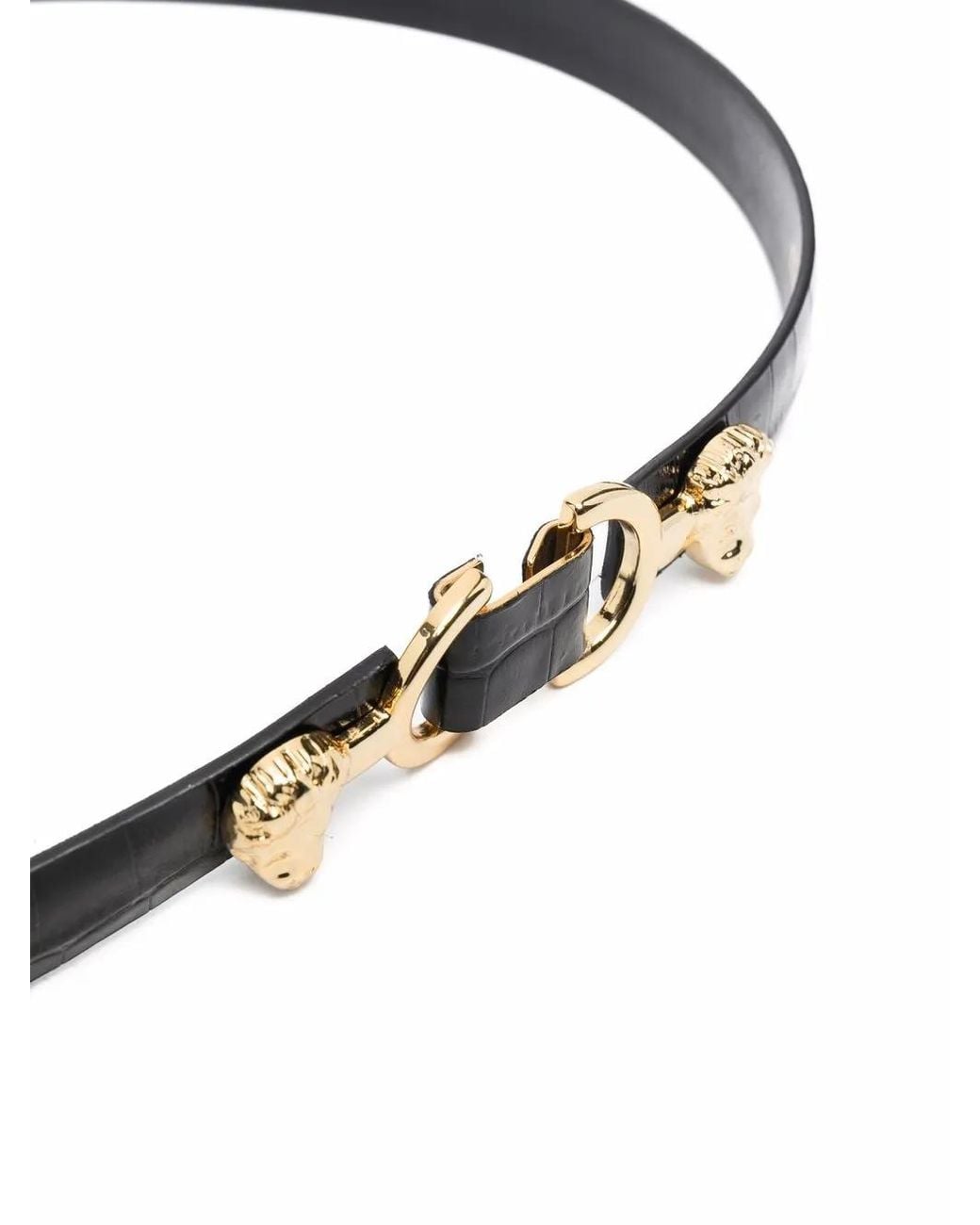 Maje Black Thin Leather Belt With Lion Bit