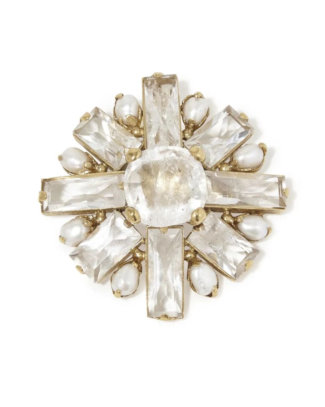 Goossens White Stones Pearls Brosche