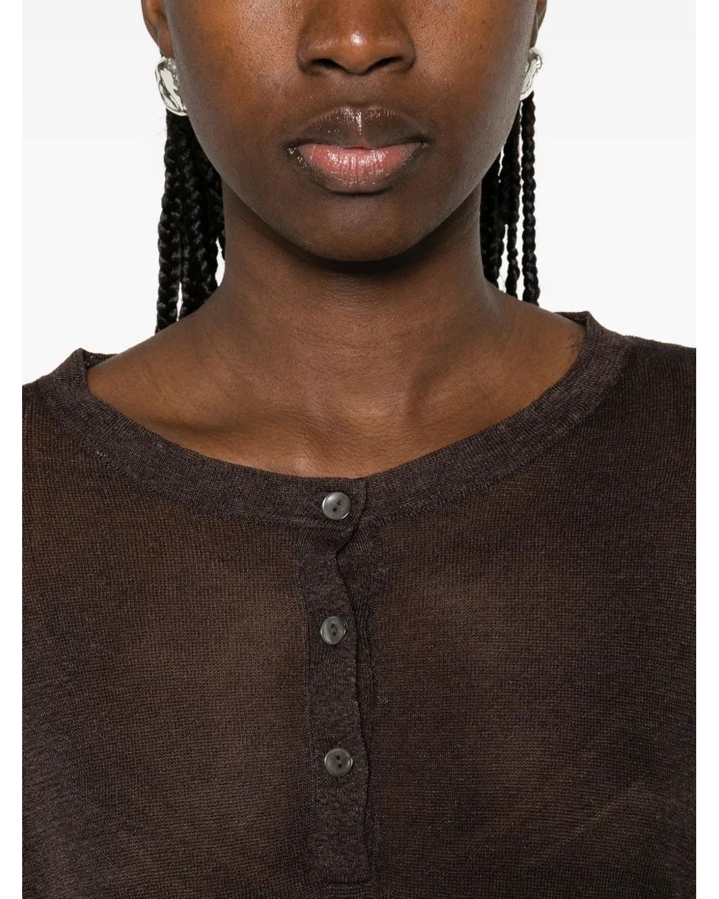 P.A.R.O.S.H. Brown Buttons T-Shirt