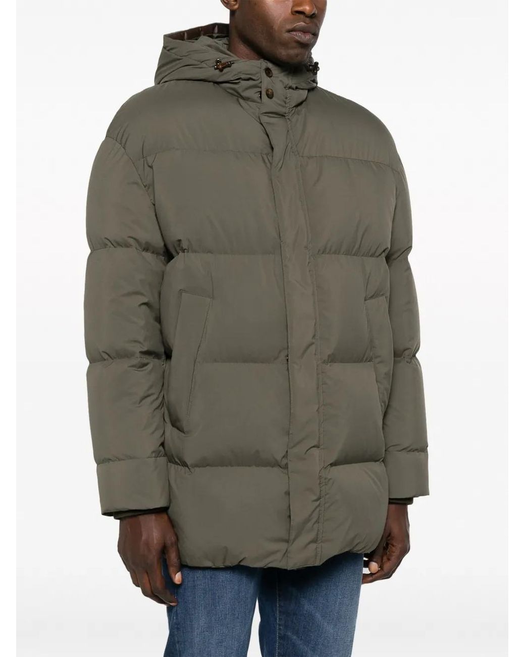 Canali Green Hooded Padded Jacket for men