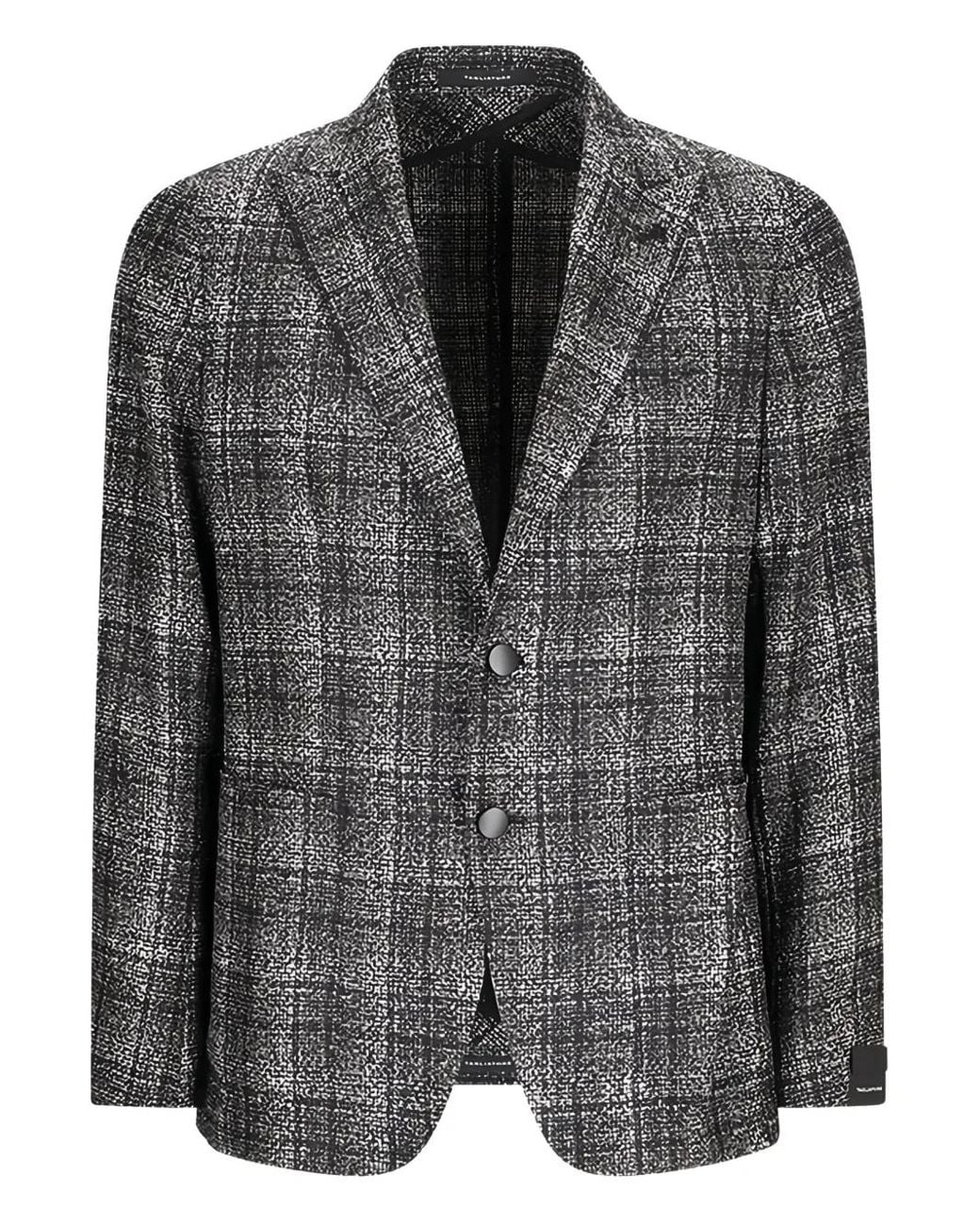 Tagliatore Black Checked-Pattern Two-Button Blazer for men