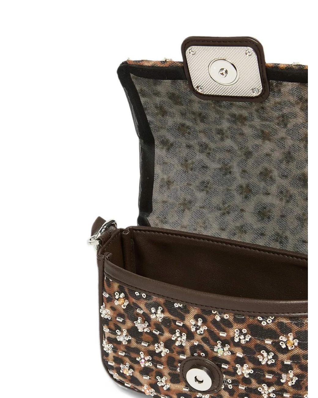 Marella Black Leopard-Print Embellished Tote Bag