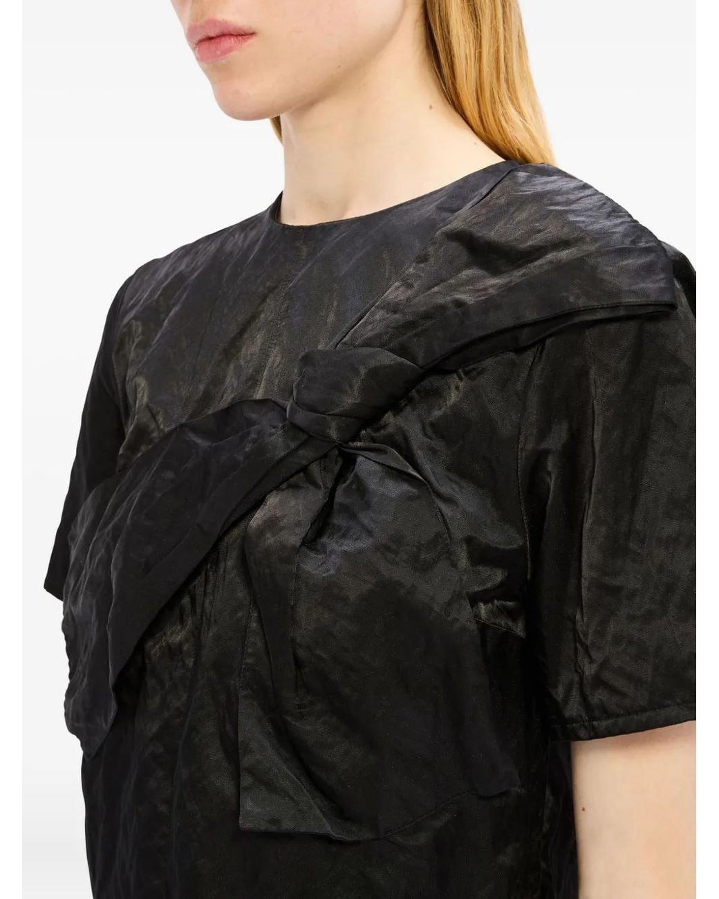 MSGM Black Ruffled Blouse