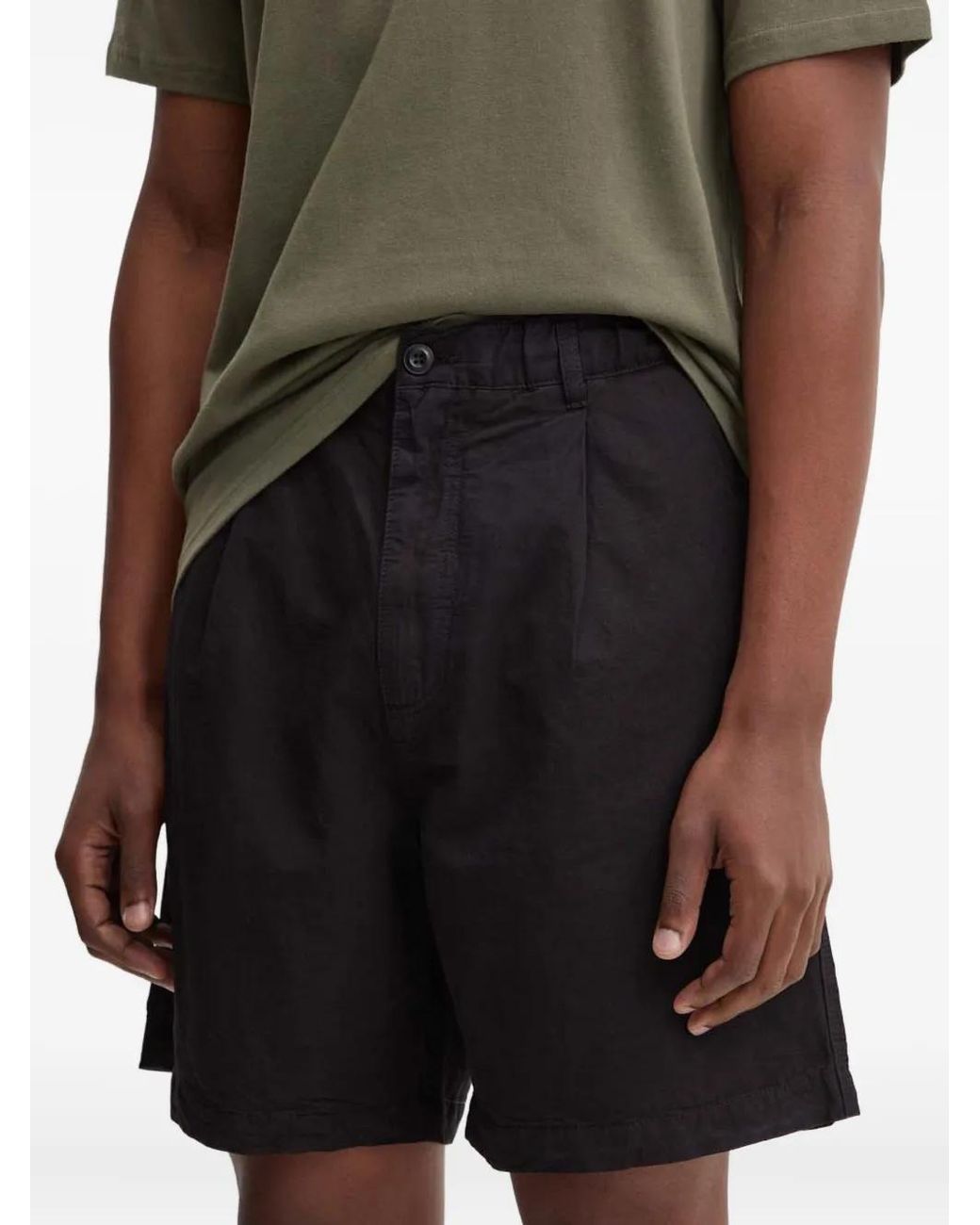 Samsøe & Samsøe Black Pleated-Front Bermuda Shorts for men