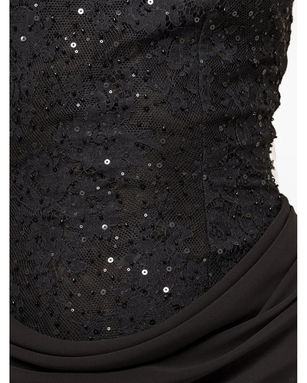 Nissa Black Robe Longue À Ornements De Sequins