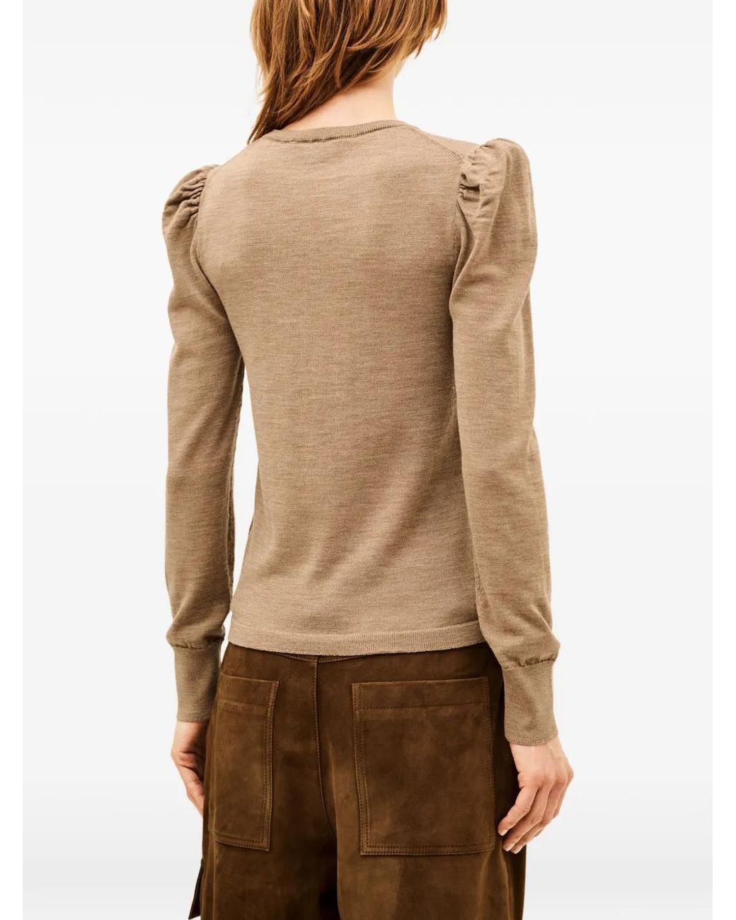 Ba&sh Natural Britanie Puff-Sleeve Sweater