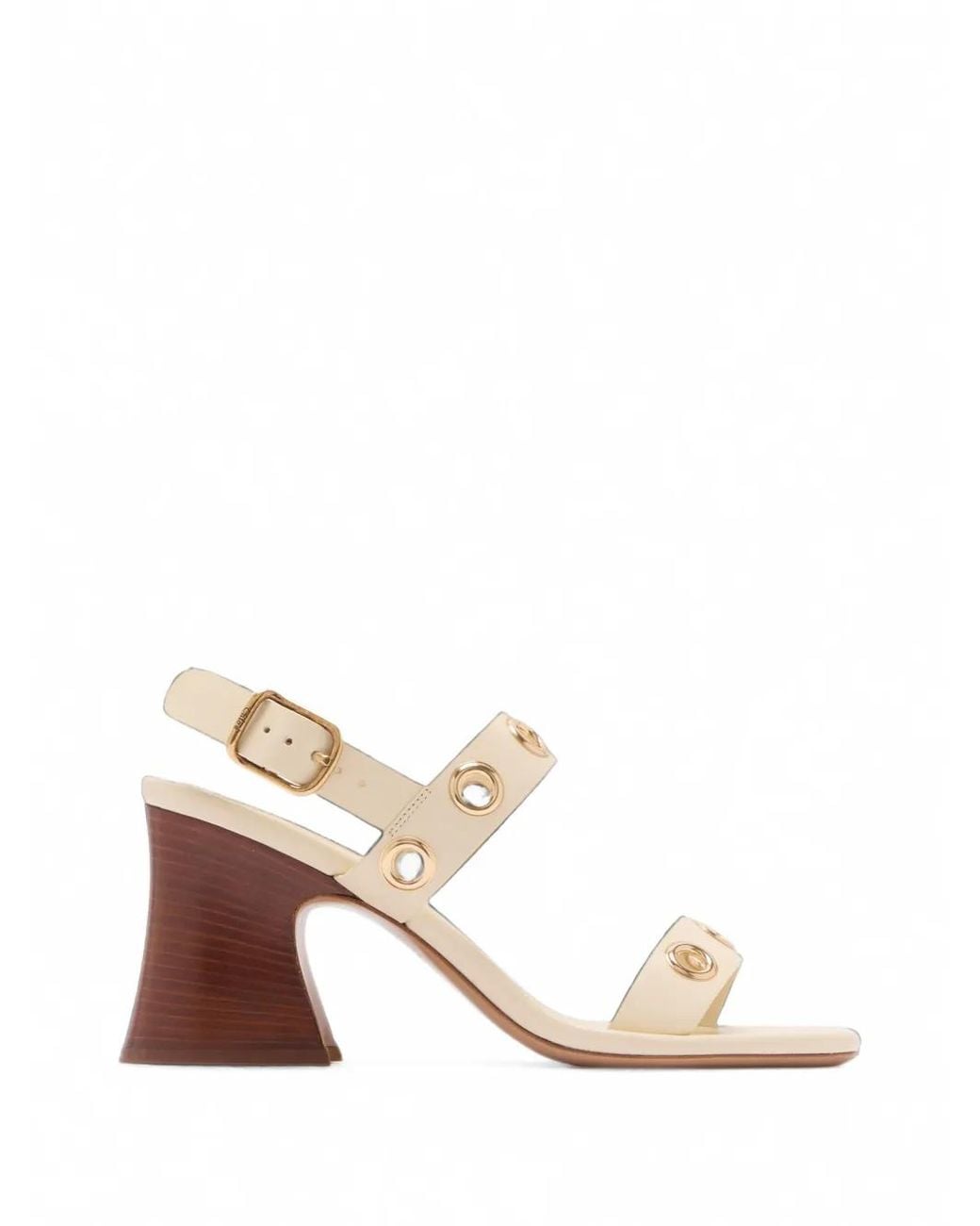 Chloé Natural Eyelet-Embellished Leather Sandals
