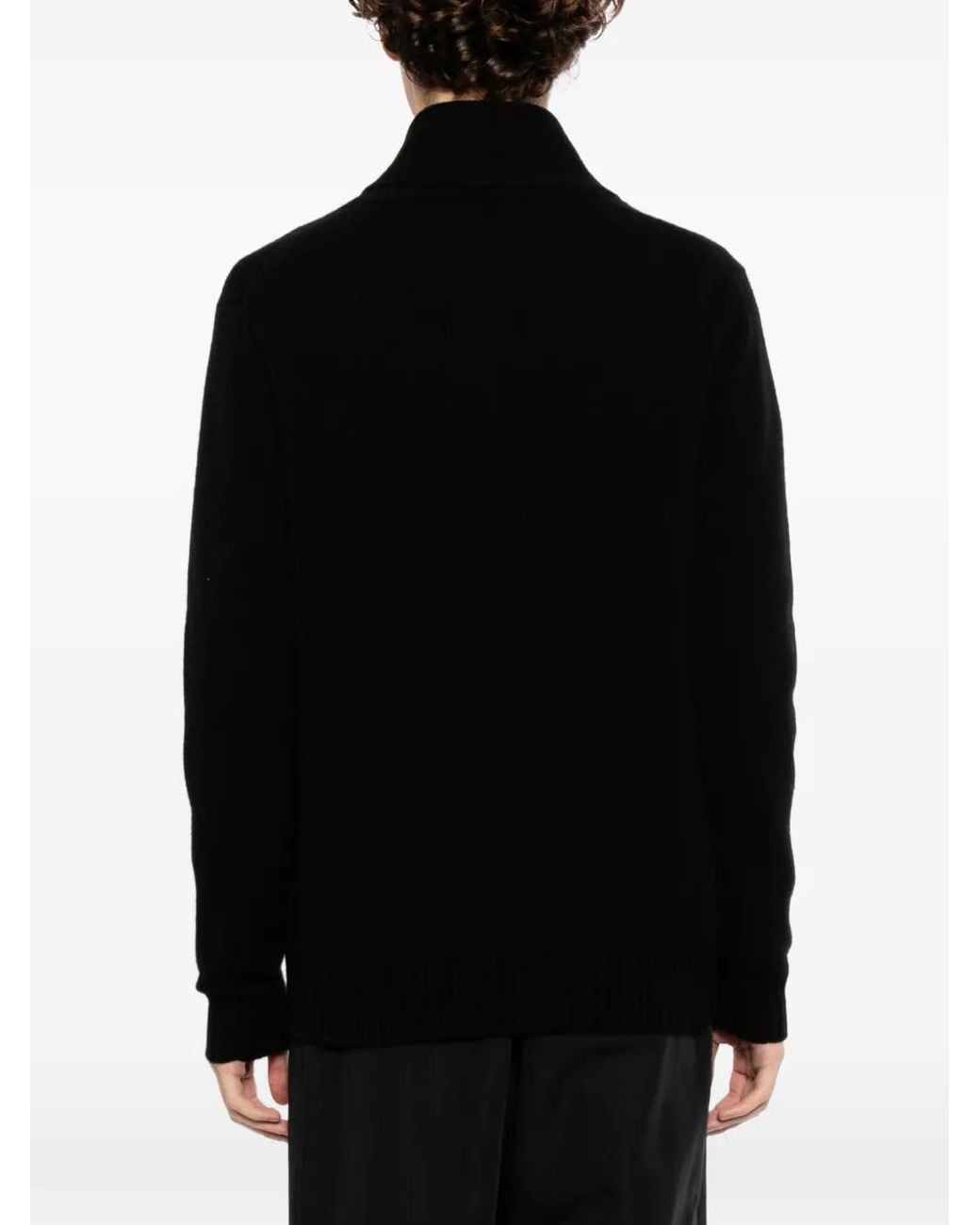 N.Peal Cashmere Black Casino Royale Cardigan for men
