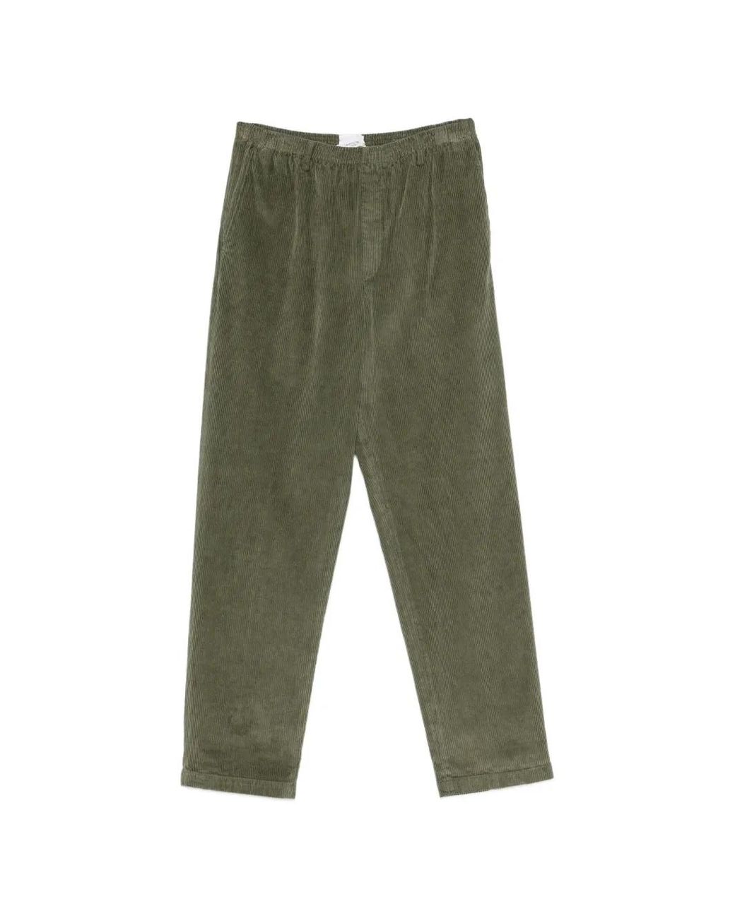 Cellar Door Green Alfred Corduroy-Texture Trousers for men