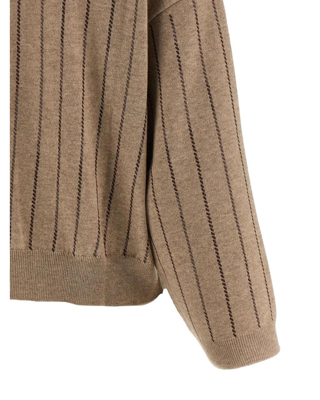 Brunello Cucinelli Natural Striped Cashmere Sweater