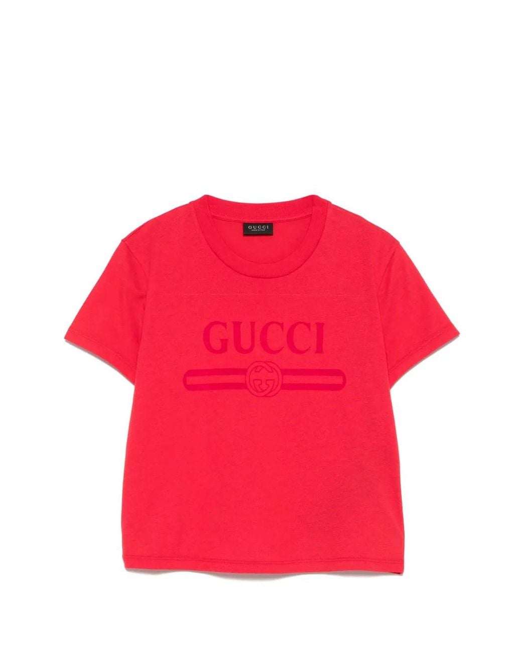 Gucci Pink Logo-Print Cropped T-Shirt