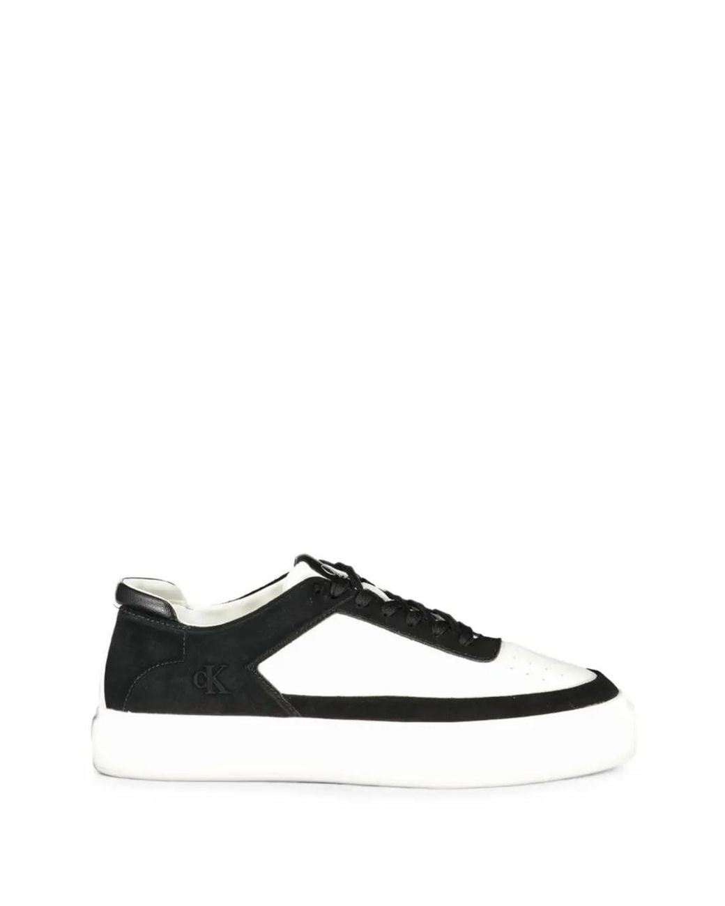 Calvin Klein White Leather And Suede Signature Panelled Platform Sneakers for men