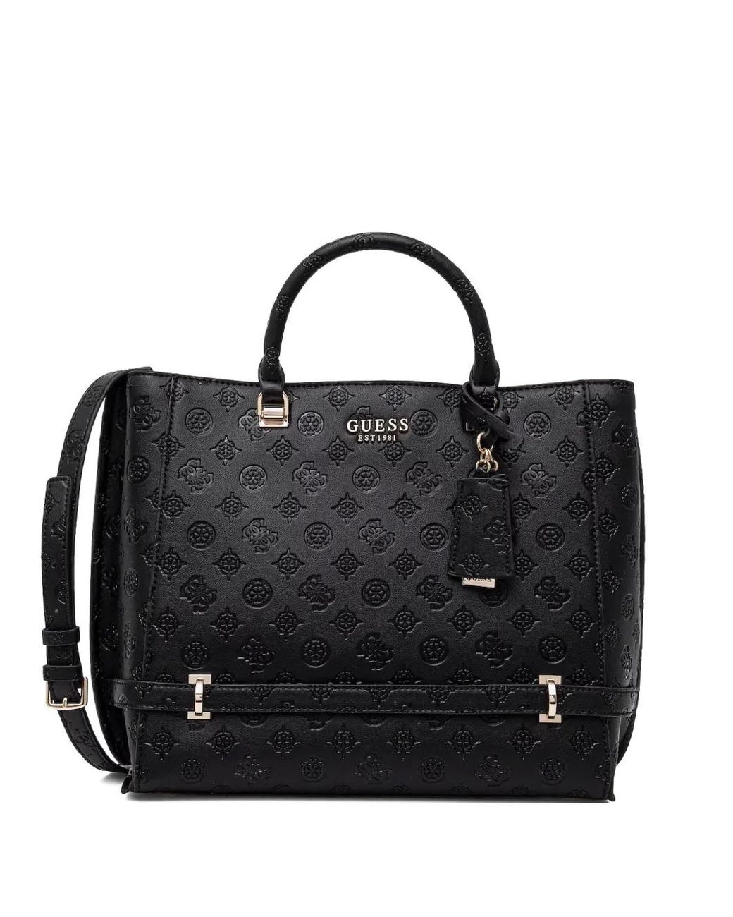 Guess Zarela Logo-Debossed Tote Bag in Black | UK