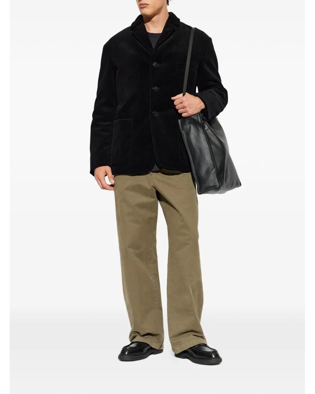 Jil Sander Black Corduroy Button-Up Blazer for men
