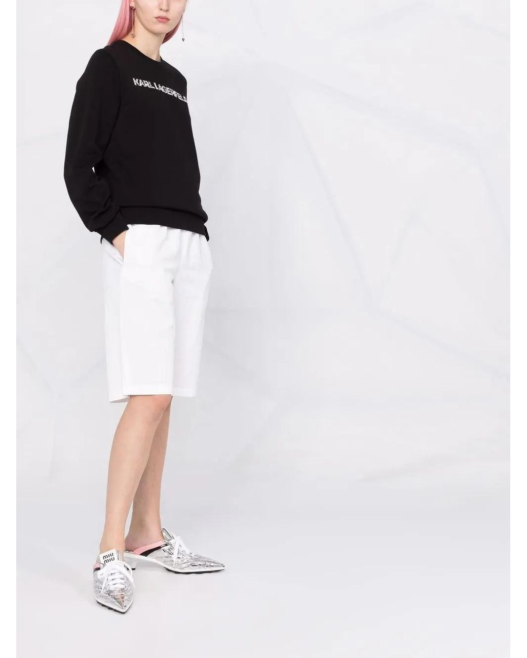 Karl Lagerfeld Black Logo-Print Crew Neck Sweatshirt