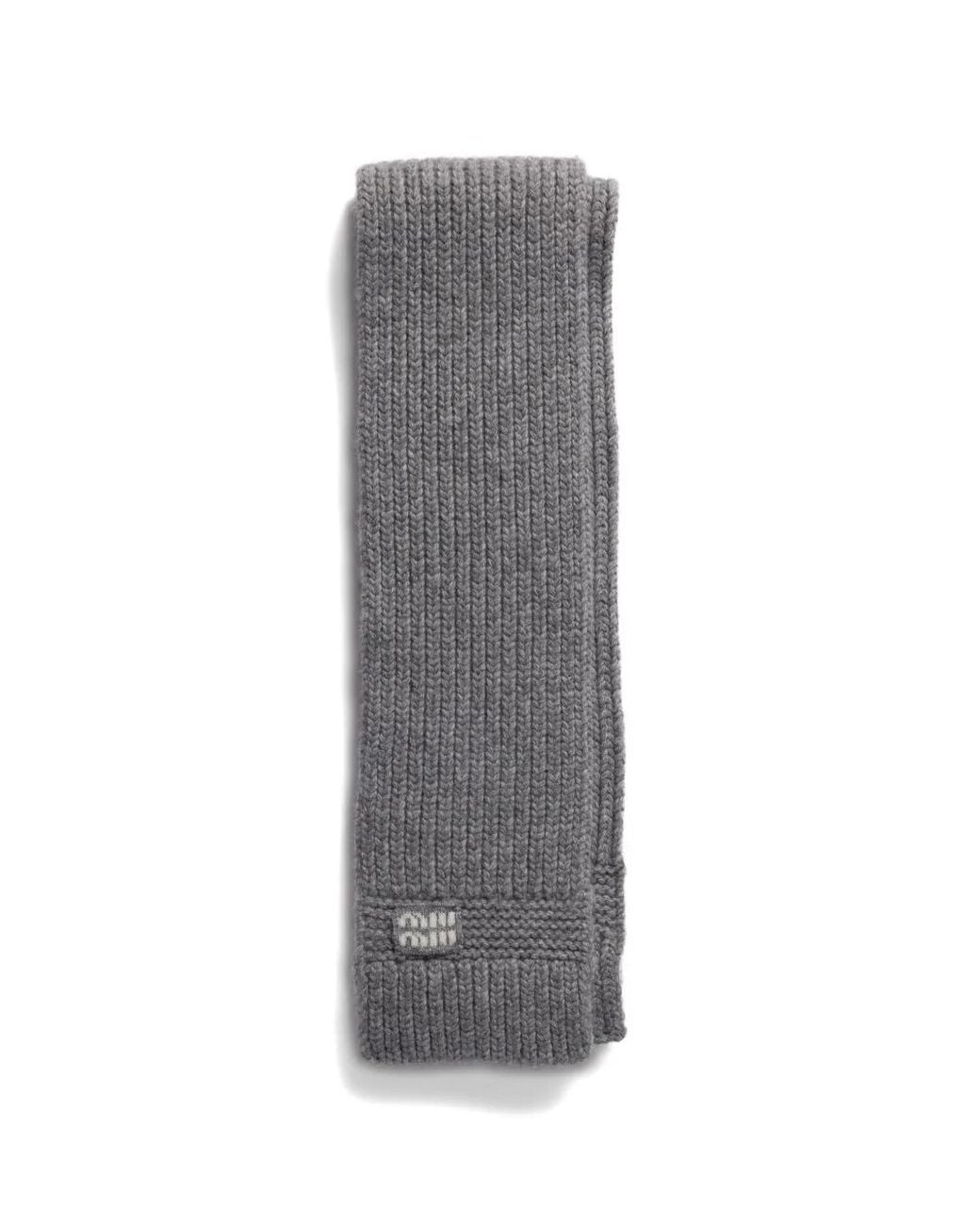 Miu Miu Gray Wool And Cashmere Scarf