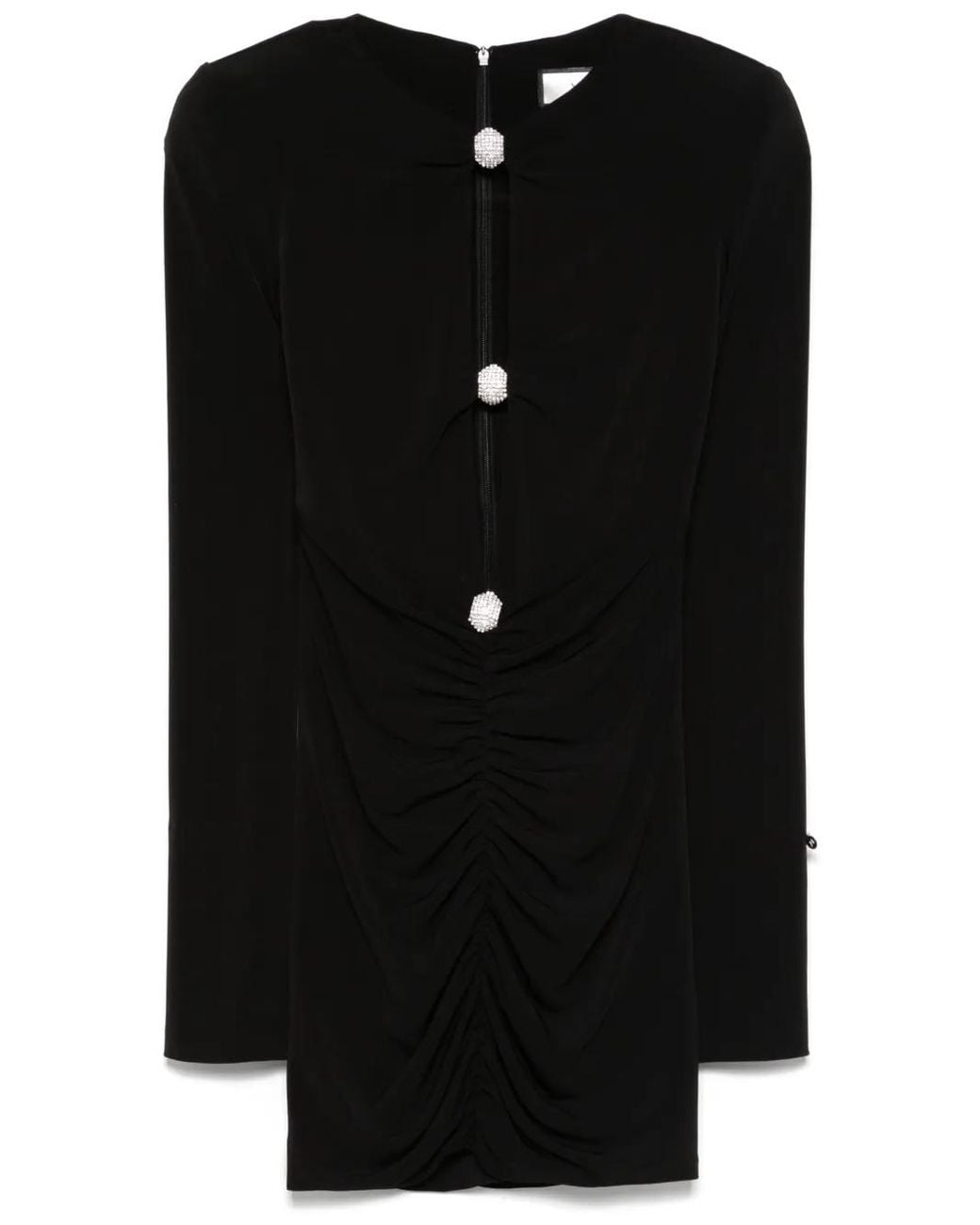 Nissa Black Crystal-Embellished Mini Dress