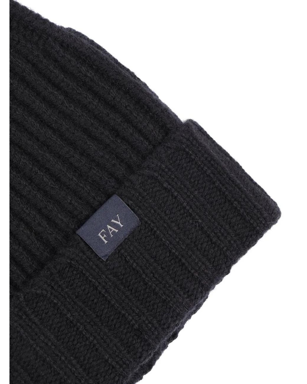 Fay Blue Ribbed Beanie Hat for men