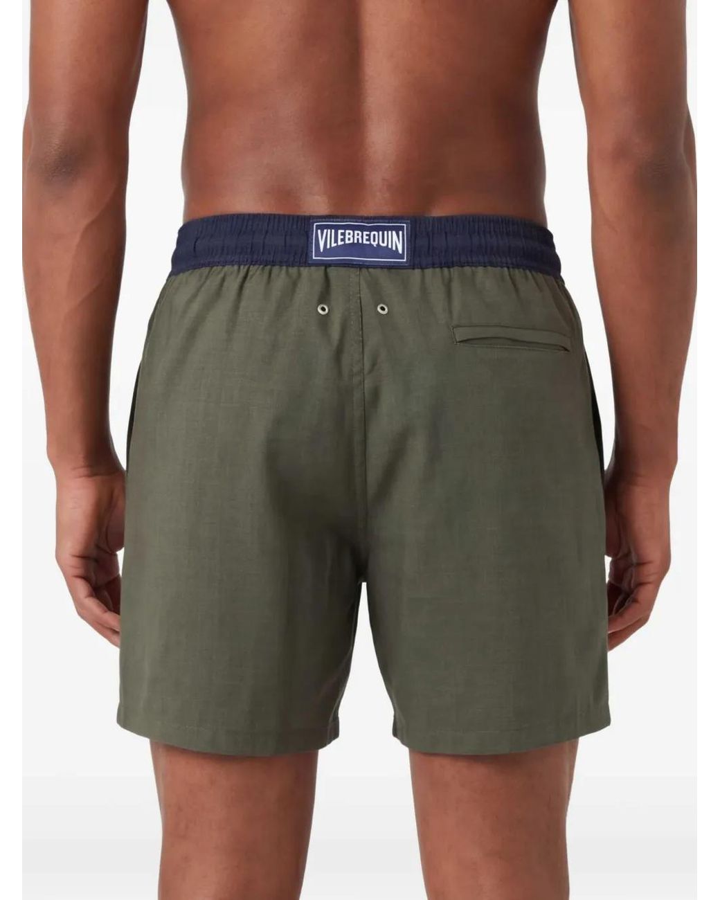 Vilebrequin Gray Contrast-Waistband Drawstring Swim Shorts for men