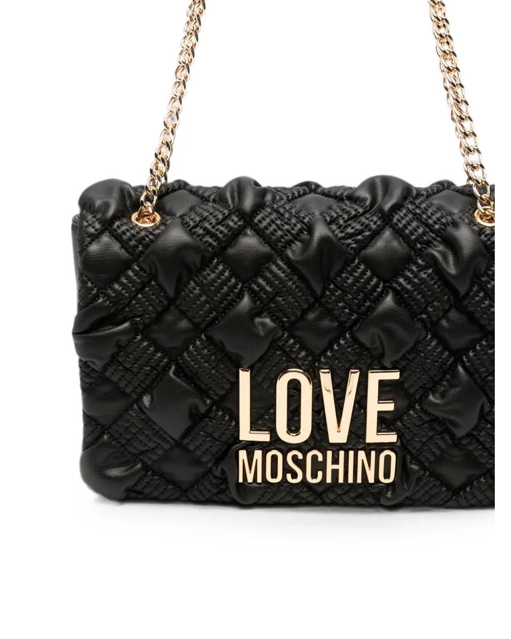 Love Moschino Black Sac Porté Épaule Matelassé À Plaque Logo