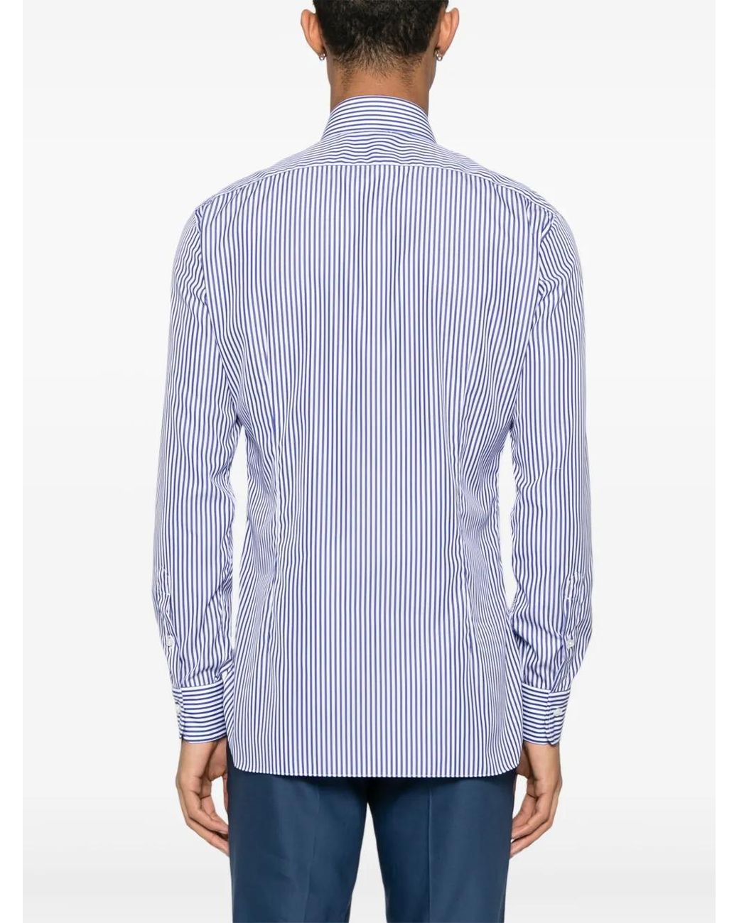 Barba Napoli Blue Cotton Shirt for men