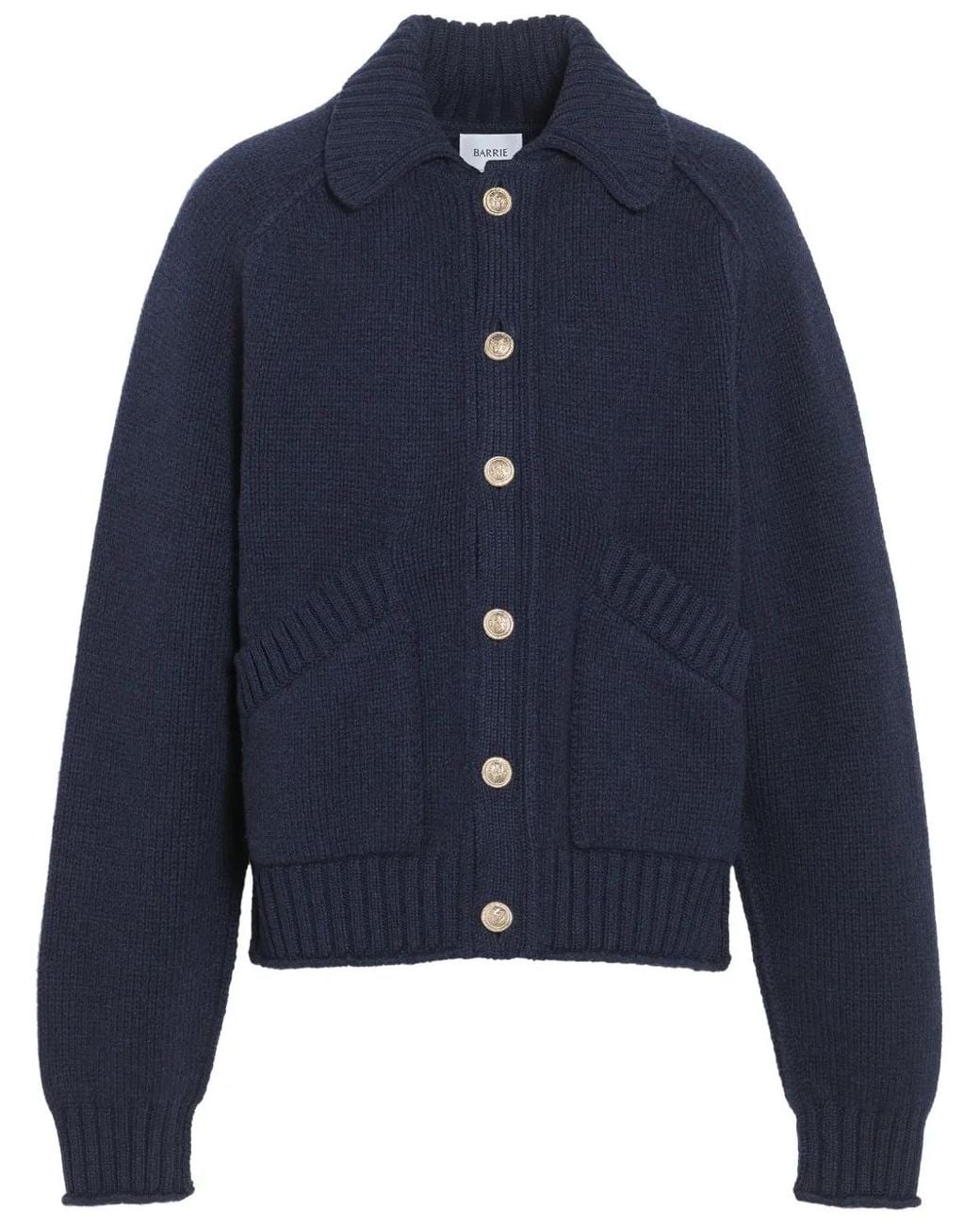 Barrie Blue Chunky-Knit Cashmere Cardigan for men