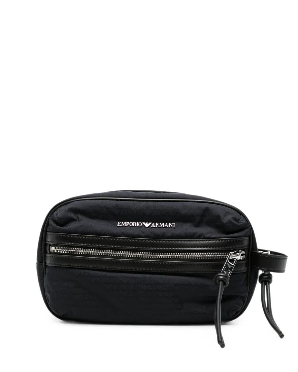 Emporio Armani Black Logo-Print Zip-Fastening Shoulder Bag for men