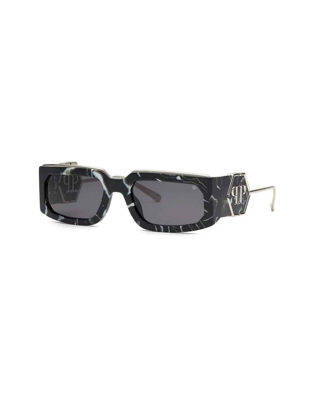 Philipp Plein Gray Rose Venus Rectangle-Frame Sunglasses