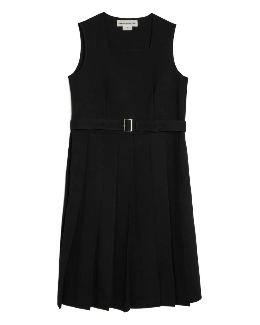Comme des Garçons Black Gabardine Belted Pleated Midi Dress