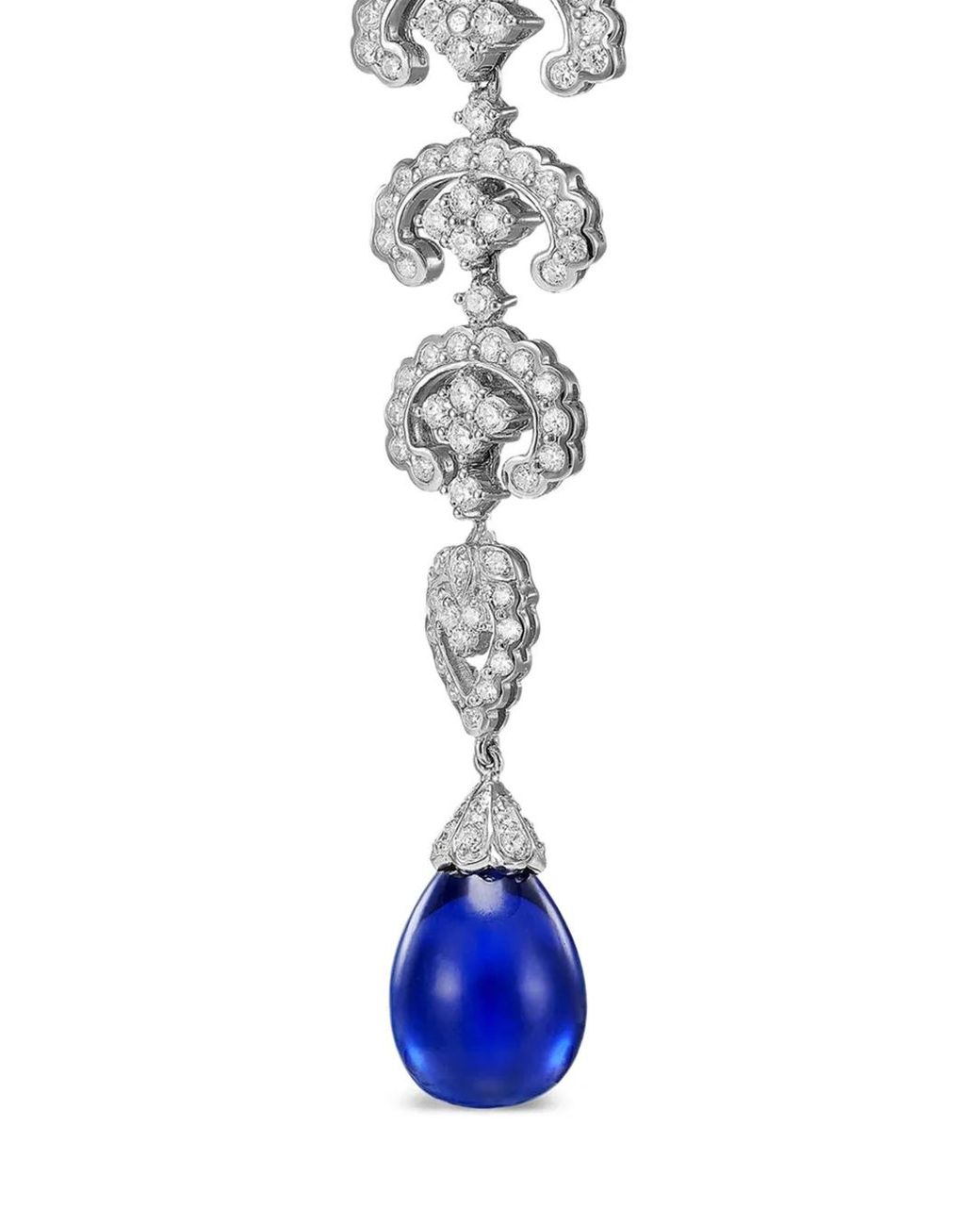 Anabela Chan White 14K And Rhodium Vermeil Scallop Lace Sapphire And Diamond Earrings