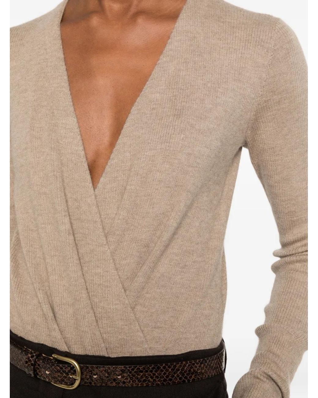 Max Mara Natural Cashmere V-Neck Bodysuit