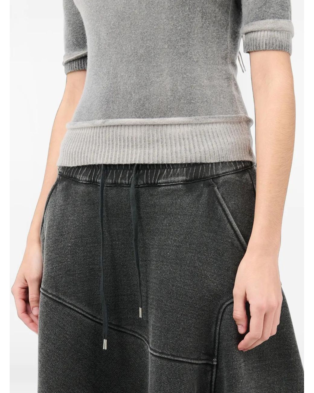 Our Legacy Gray Ribbed-Details T-Shirt