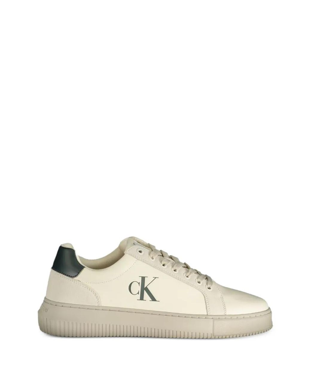 Calvin Klein White Logo-Print Leather Sneakers for men