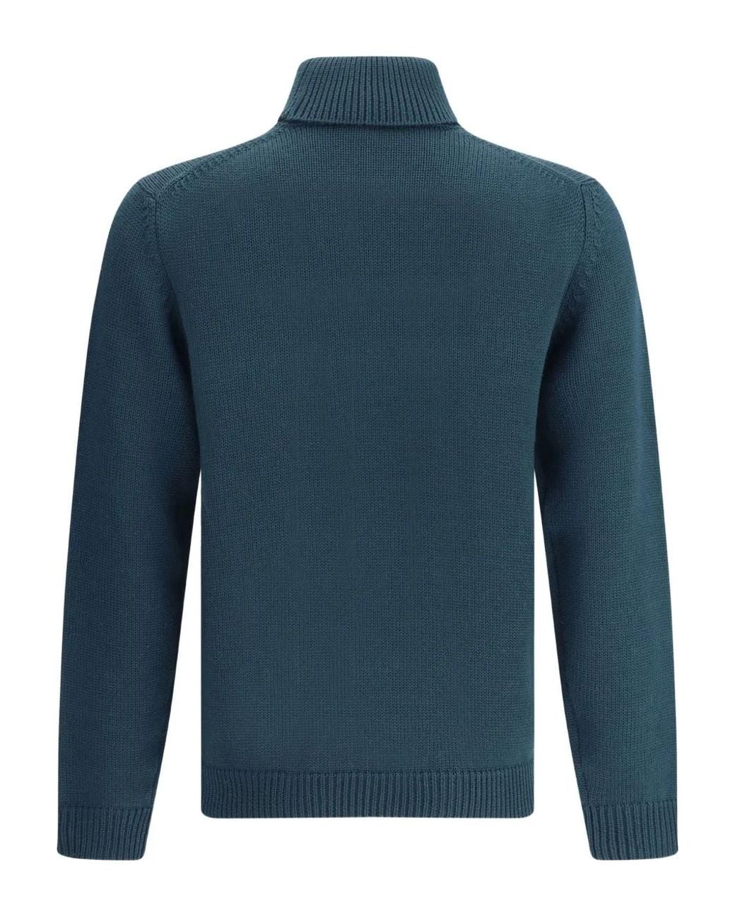 Roberto Collina Blue Turtleneck Wool Sweater for men