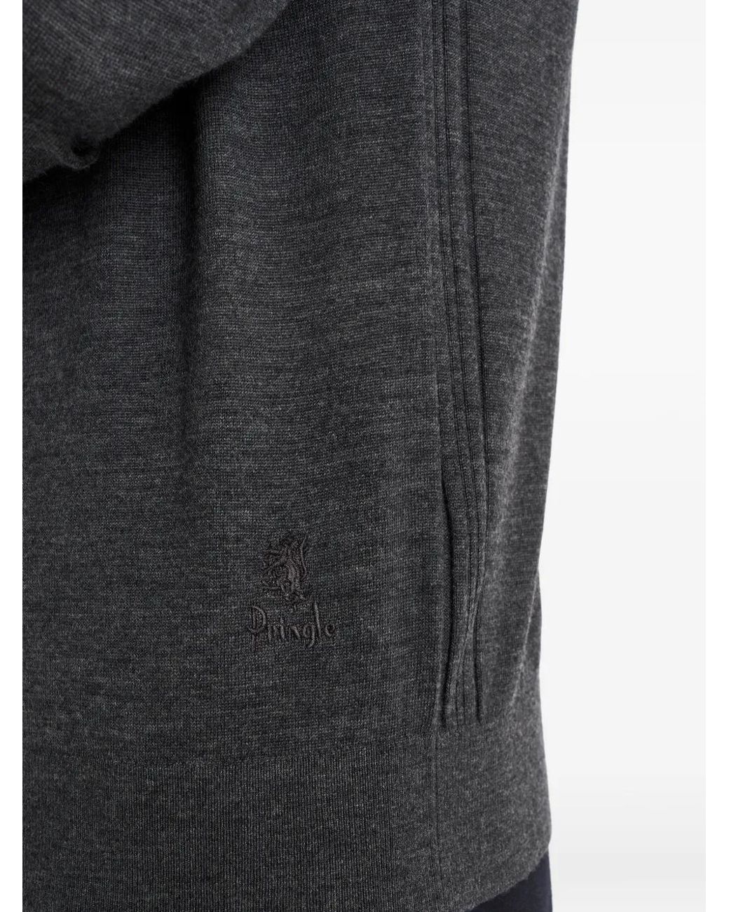 Pringle of Scotland Black Crew Neck Merino Wool Sweater for men