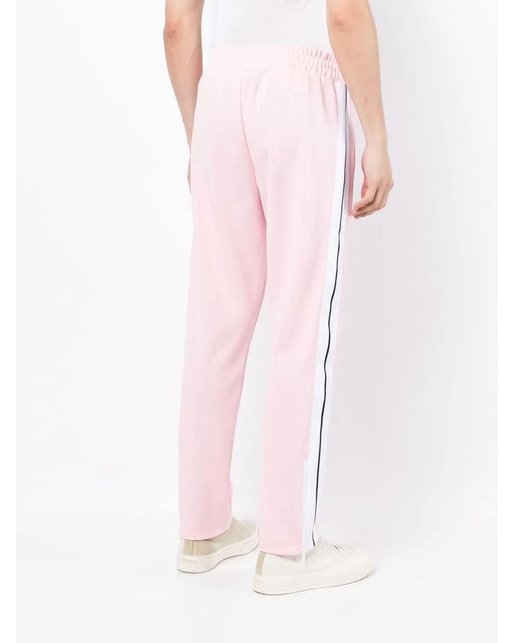 Palm Angels Pink Logo-Print Track Pants for men