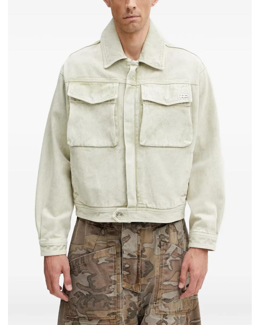 Filling Pieces Natural Logo-Plaque Flap-Pocket Jacket for men